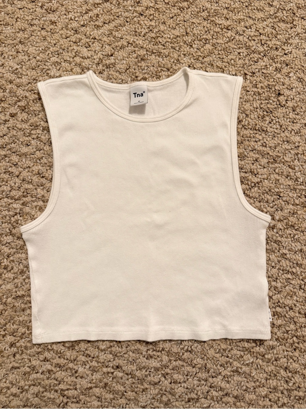 TNA White Ribbed Fargo Tank - Picture 2 of 3